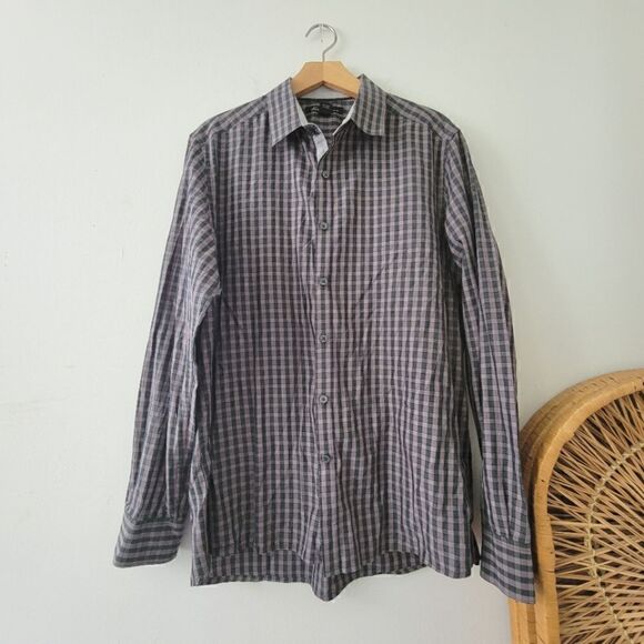 Kenneth Cole New York Gingham/Checked Button Down Shirt L - Picture 1 of 9